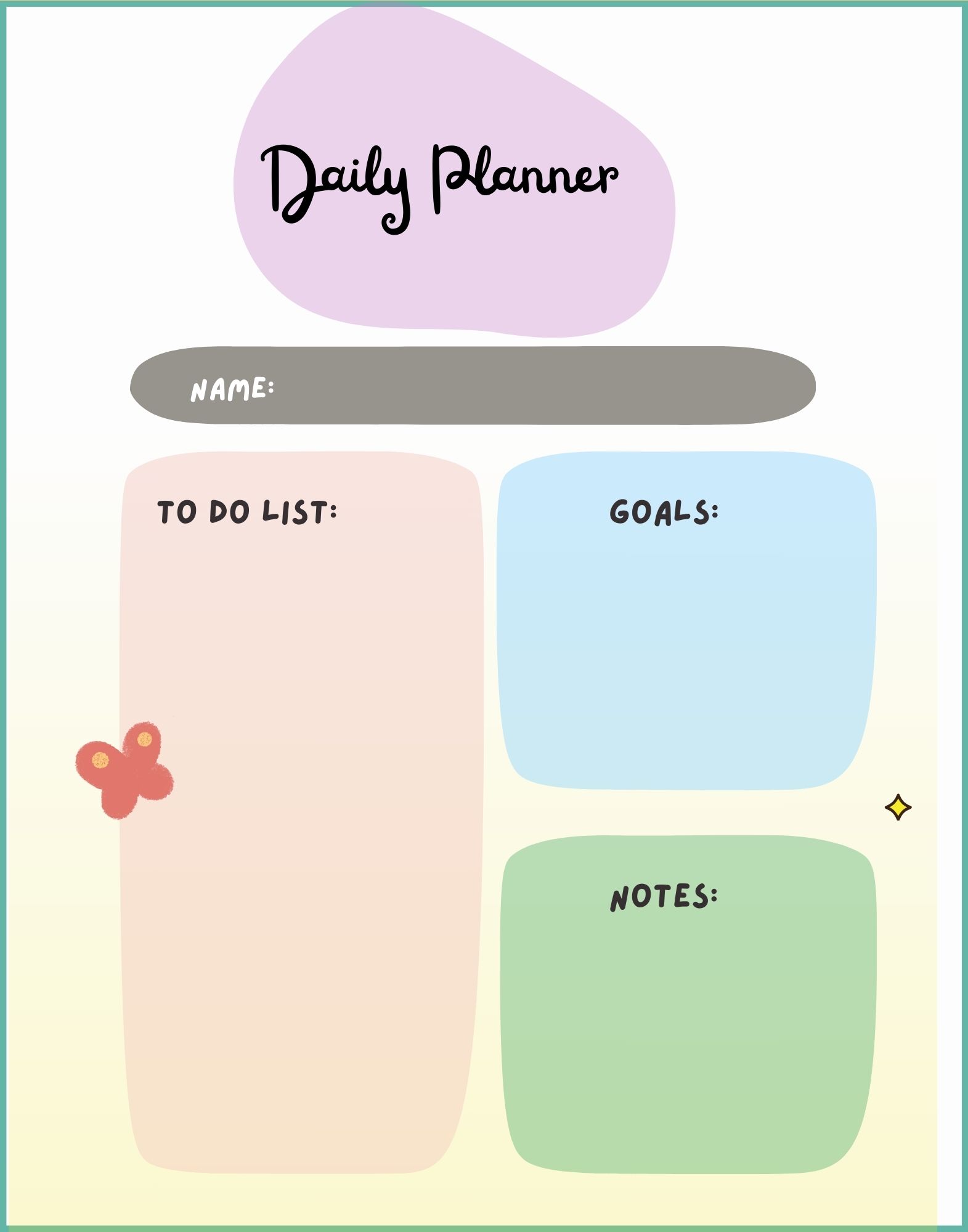 Kids Educational Daily Planner Template