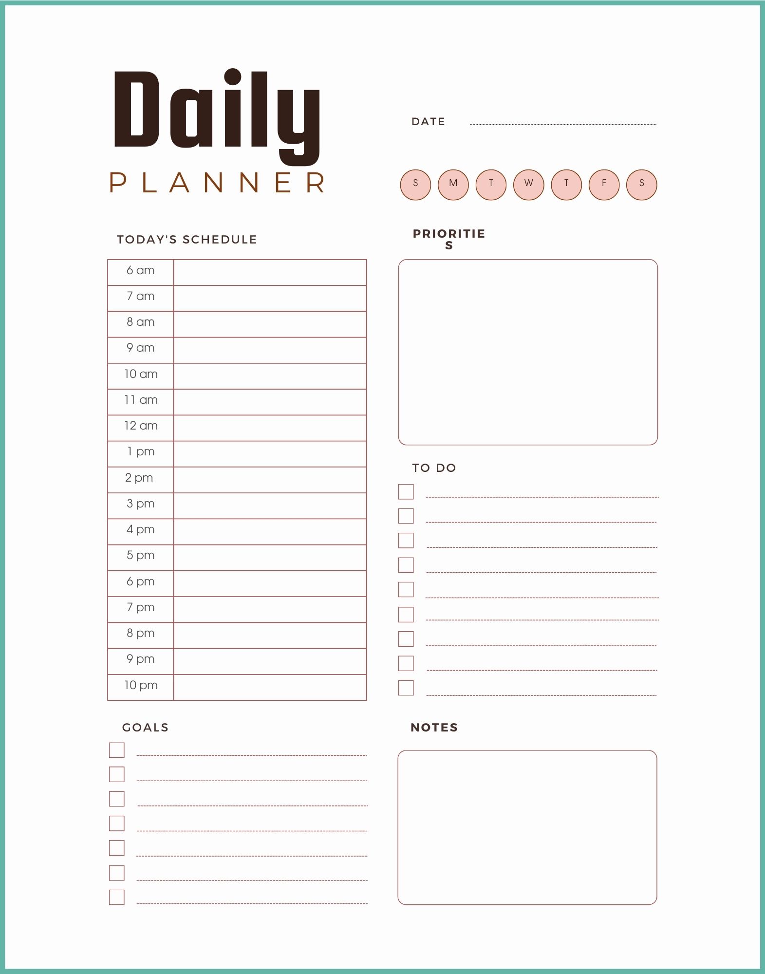 Child Educational Daily Planner Template